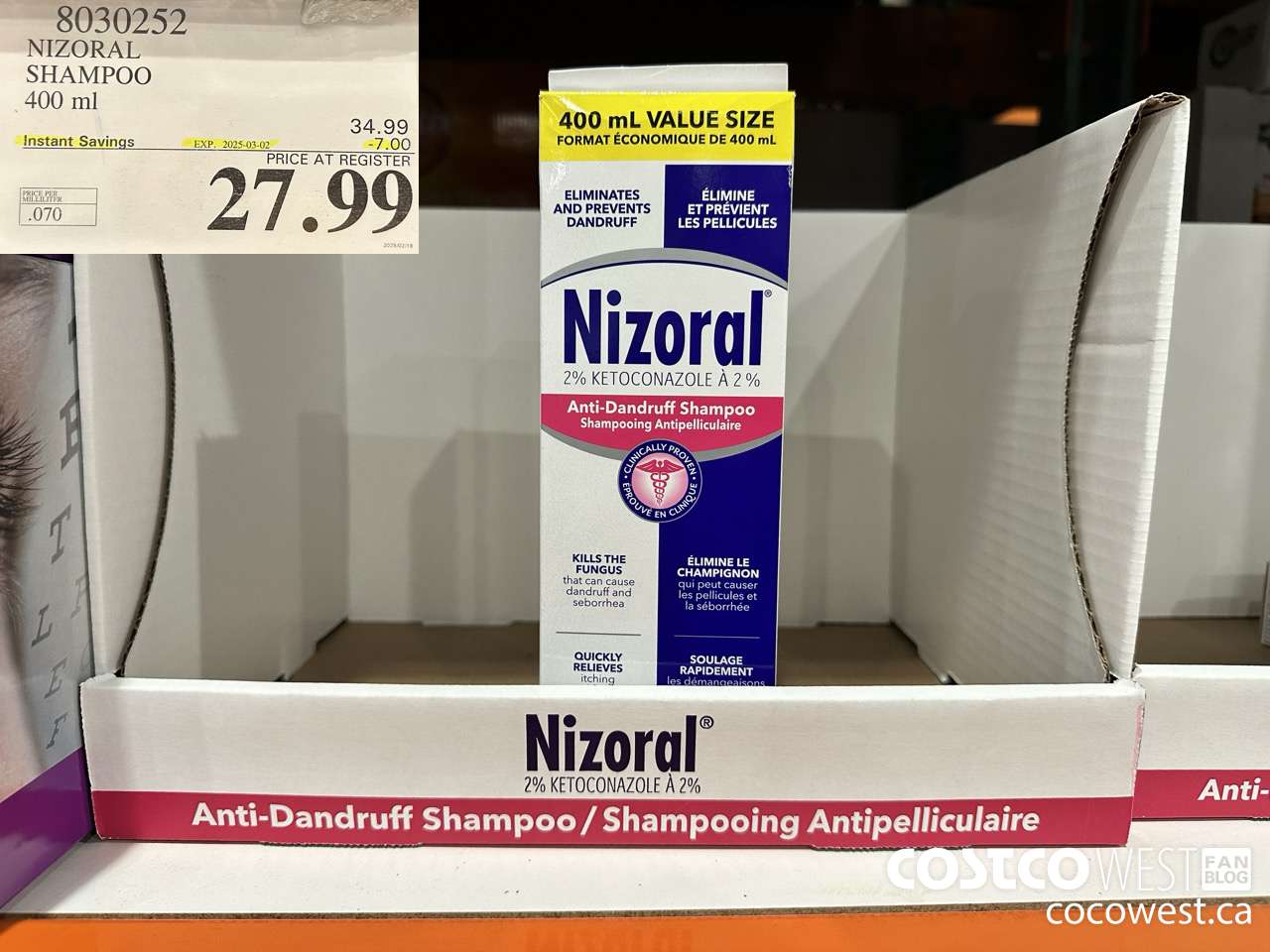 8030252 NIZORAL SHAMPOO 400ML ($7.00 INSTANT SAVINGS EXPIRES ON 2025-03-02) $27.99