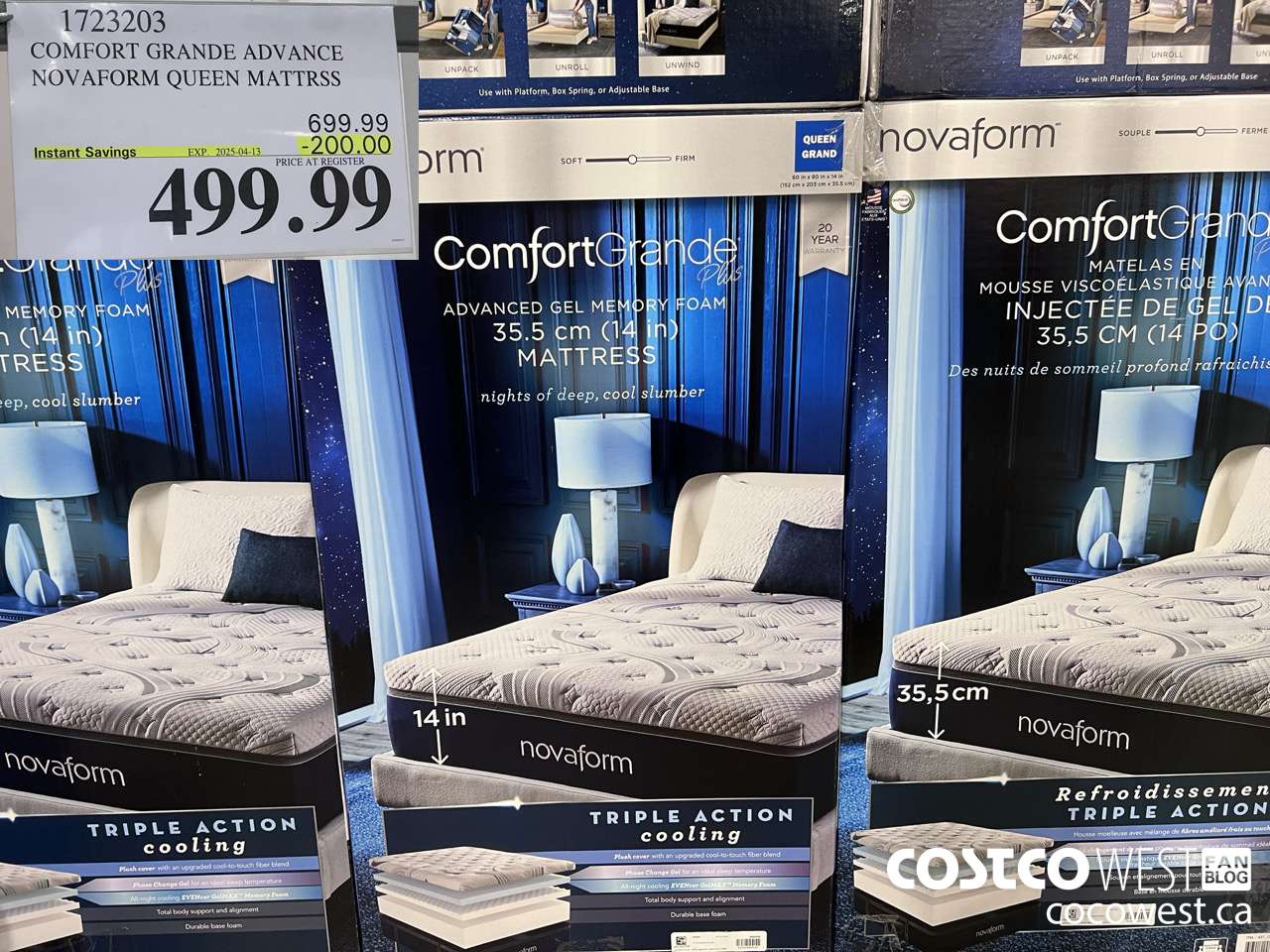 1723203 NOVAFORM CONFORTGRANDE ADVANCED QUEEN MATTRESS ($200.00 INSTANT SAVINGS EXPIRES ON 2025-04-13) $499.99