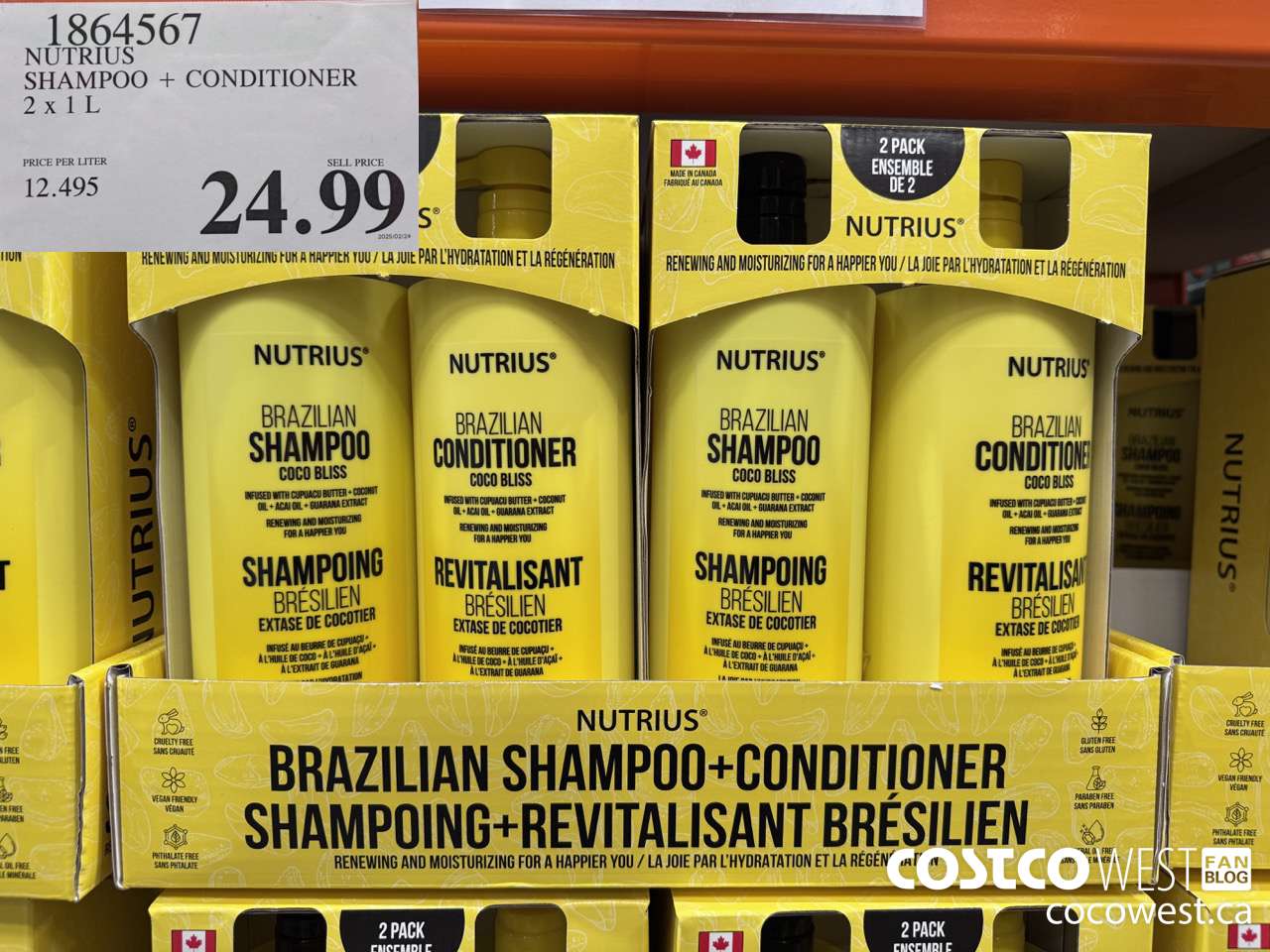 1864567 NUTRIUS SHAMPOO + CONDITIONER 2 X 1L $24.99