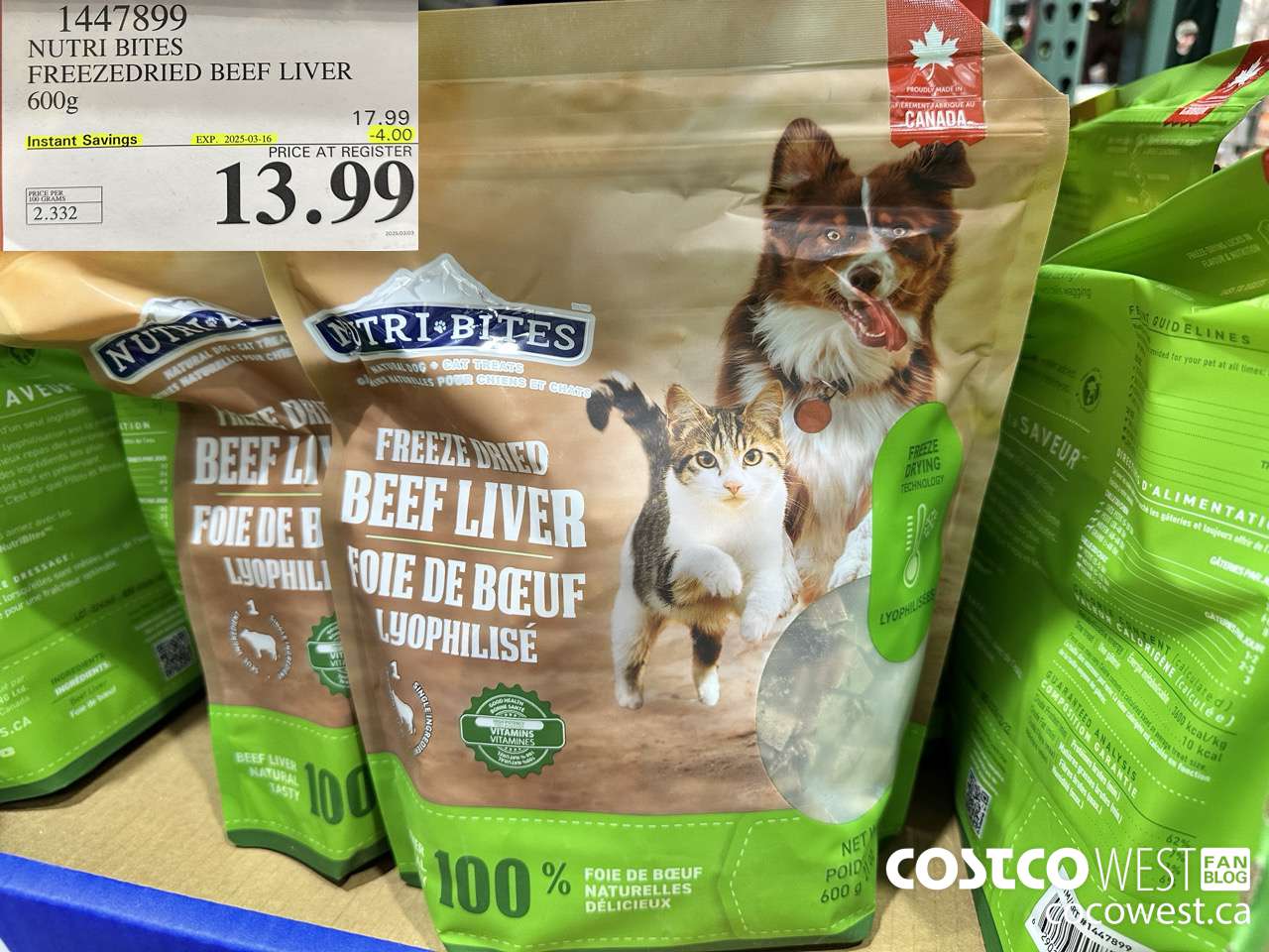 1447899 NUTRI BITES FREEZEDRIED BEEF LIVER 600g ($4.00 INSTANT SAVINGS EXPIRES ON 2025-03-16) $13.99