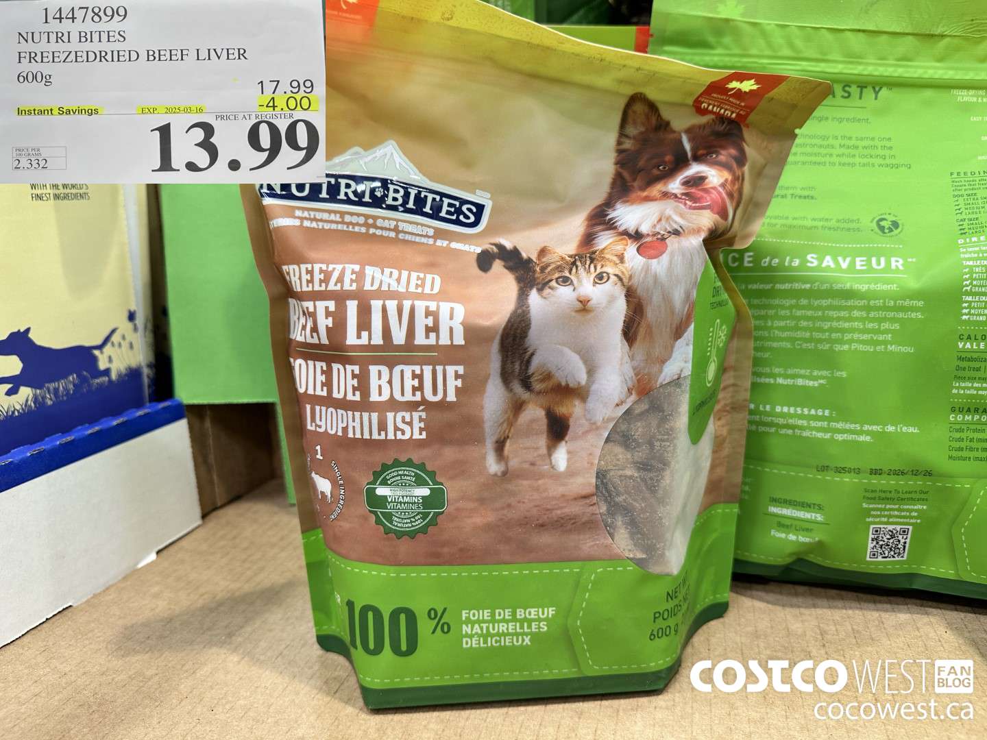 1447899 NUTRI BITES FREEZEDRIED BEEF LIVER 600g ($4.00 INSTANT SAVINGS EXPIRES ON 2025-03-16) $13.99