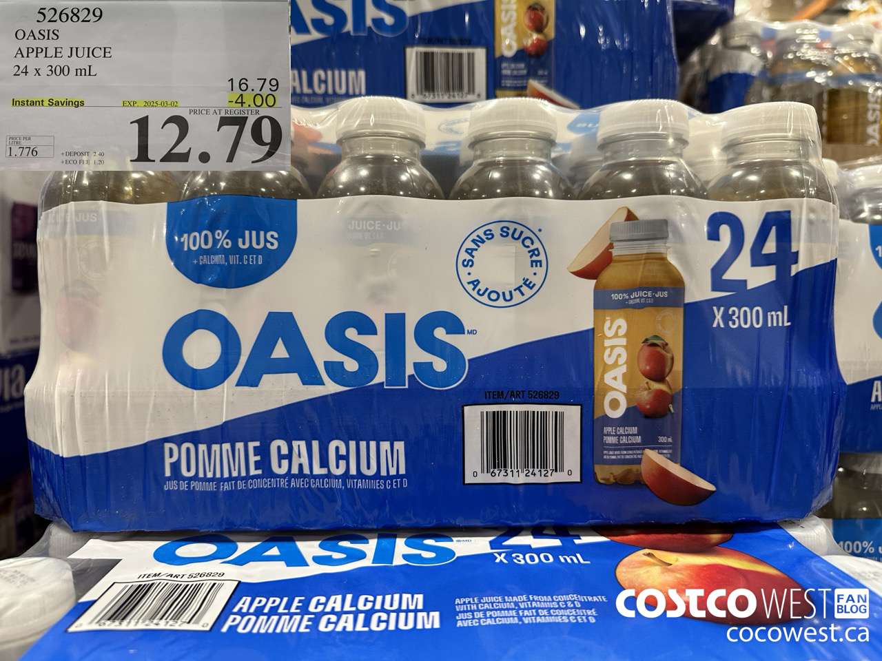 526829 OASIS APPLE JUICE 24 x 300 mL ($4.00 INSTANT SAVINGS EXPIRES ON 2025-03-02) $12.99