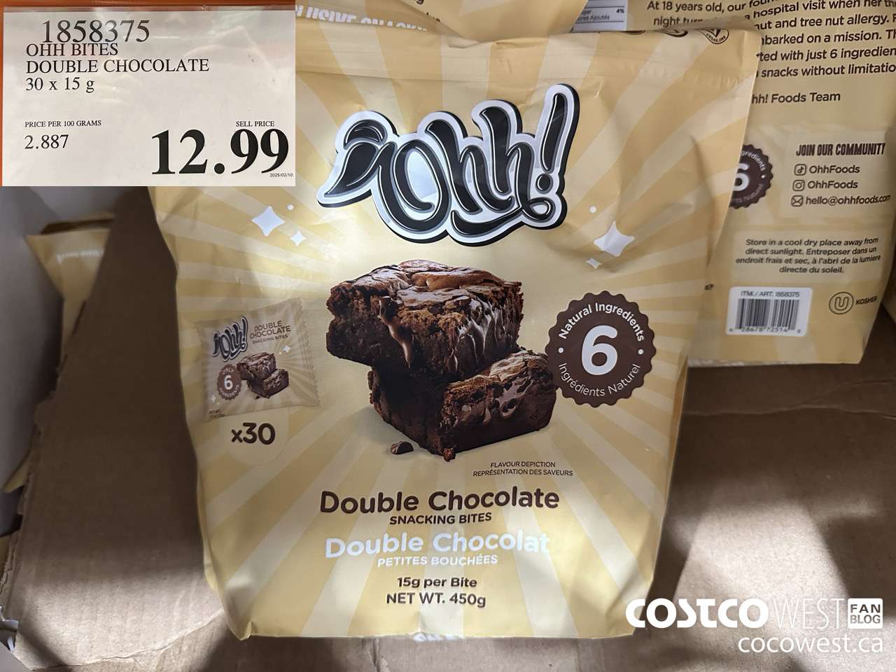 1858375 OHH BITES DOUBLE CHOCOLATE 30 x 15 g $12.99