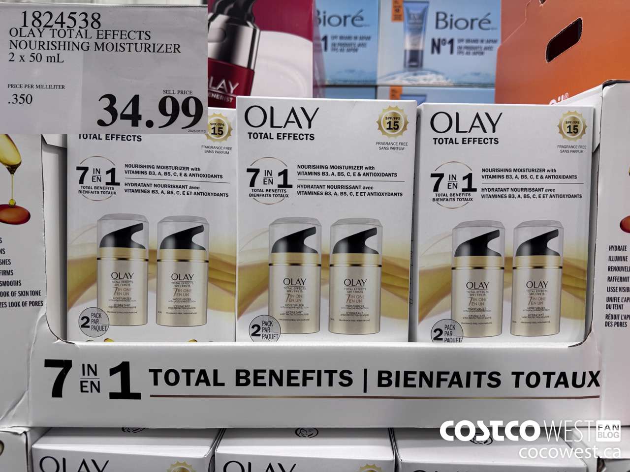 1824538 OLAY TOTAL EFFECTS NOURISHING MOISTURIZER 2 X 50ML $34.99
