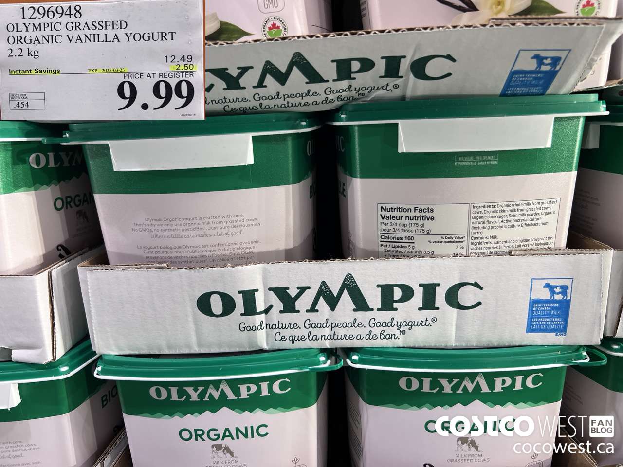 1296948 OLYMPIC GRASSFED ORGANIC VANILLA YOGURT 2.2KG ($2.50 INSTANT SAVINGS EXPIRES ON 2025-03-23) $9.99