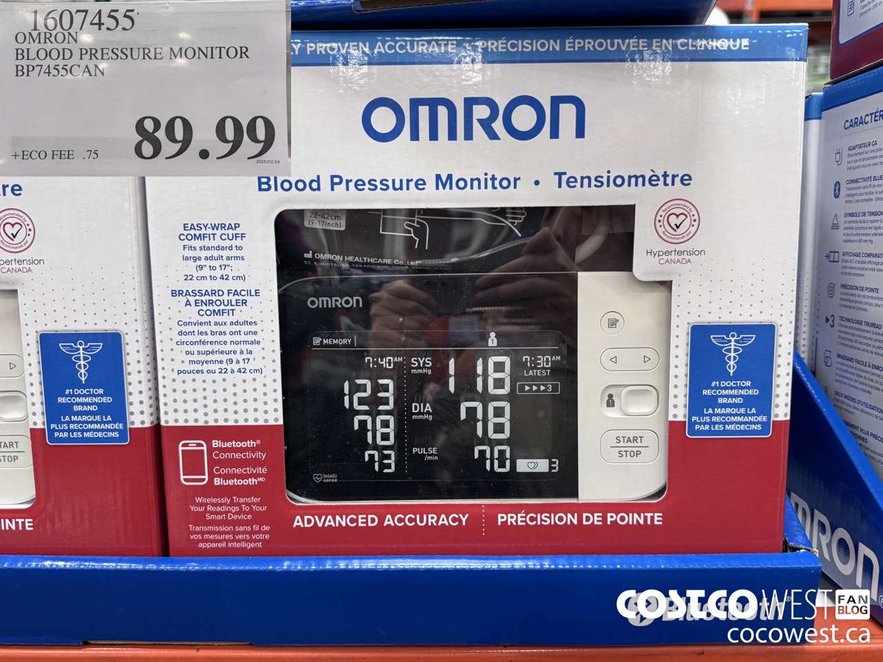 1607455 OMRON BLOOD PRESSURE MONITOR BP7455CAN $89.99