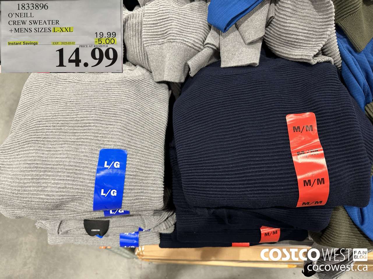 1833896 O'NEILL CREW SWEATER MENS SIZES L-XXL ($5.00 INSTANT SAVINGS EXPIRES ON 2025-03-02) $14.99