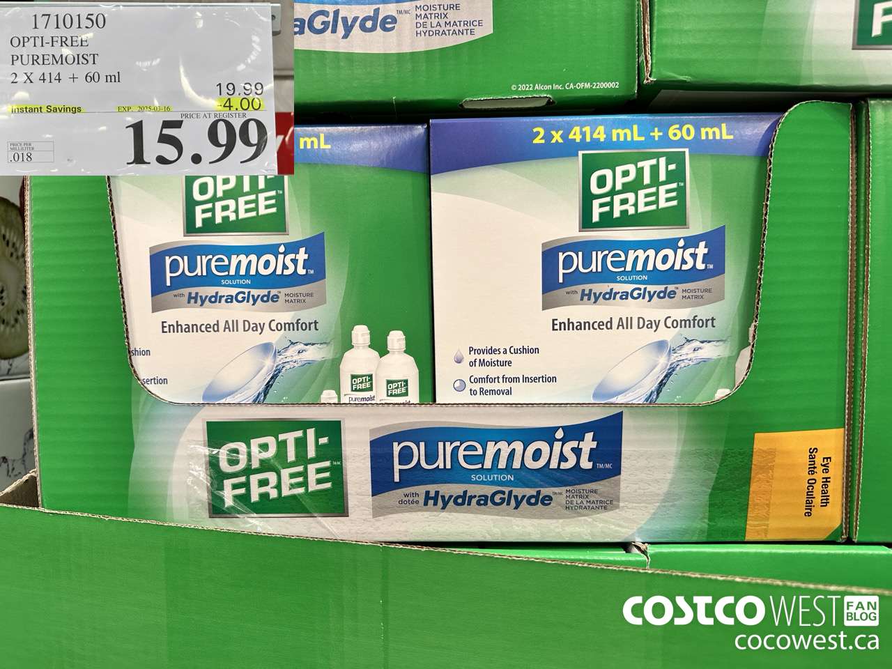 1710150 OPTI-FREE PUREMOIST 2 X 414 + 60 ML ($4.00 INSTANT SAVINGS EXPIRES ON 2025-03-16) $15.99