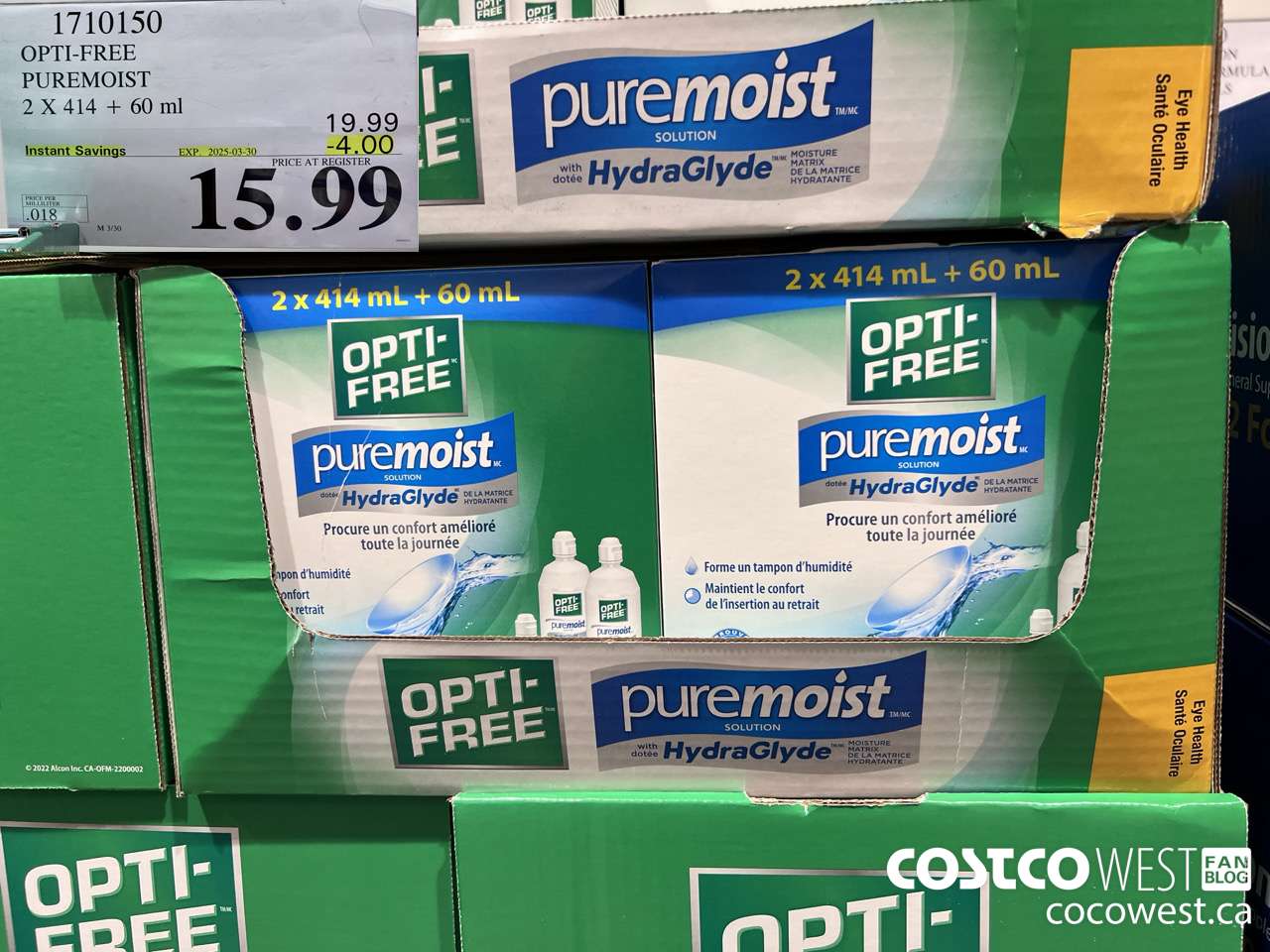 1710150 OPTI-FREE PUREMOIST 2 X 414 + 60 ML ($4.00 INSTANT SAVINGS EXPIRES ON 2025-03-30) $15.99