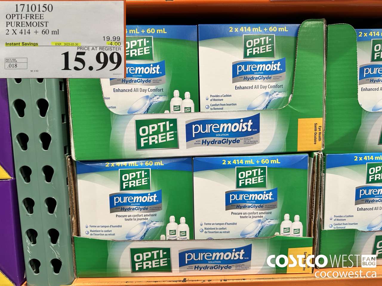 1710150 OPTI-FREE PUREMOIST 2 X 414 + 60 ML ($4.00 INSTANT SAVINGS EXPIRES ON 2025-03-30) $15.99