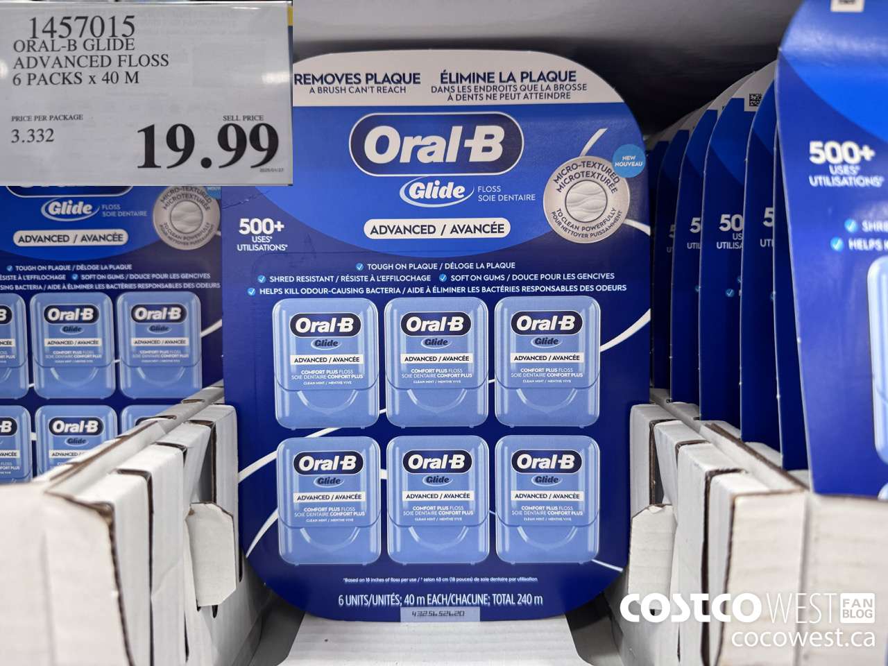 1457015 ORAL-B GLIDE ADVANCED FLOSS 6 PACKS x 40 M $19.99