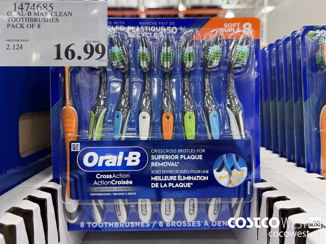 1474685 ORAL-B MAX CLEAN TOOTHBRUSHES PACK OF 8 $16.99