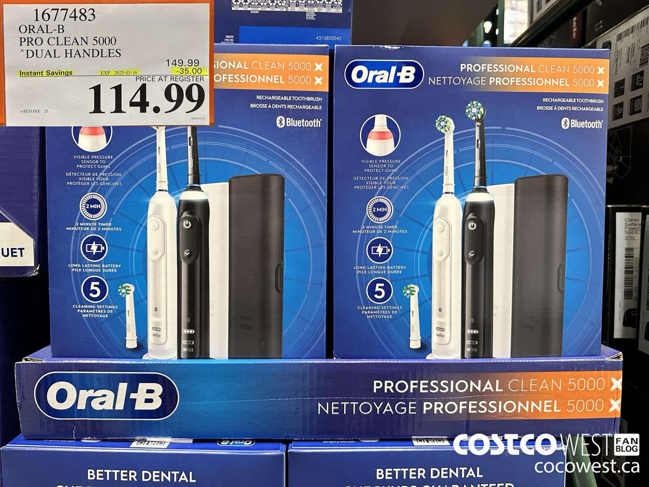 1677483 ORAL-B PRO CLEAN 5000 DUAL HANDLES ($35.00 INSTANT SAVINGS EXPIRES ON 2025-03-16) $114.99