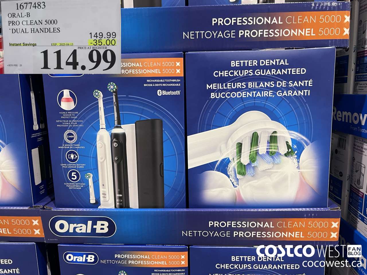1677483 ORAL-B PRO CLEAN 5000 DUAL HANDLES ($35.00 INSTANT SAVINGS EXPIRES ON 2025-04-13) $114.99