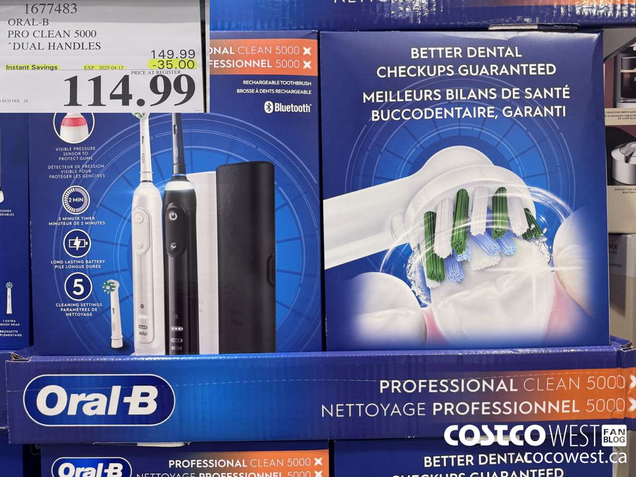 1677483 ORAL-B PRO CLEAN 5000 DUAL HANDLES ($35.00 INSTANT SAVINGS EXPIRES ON 2025-04-13) $114.99