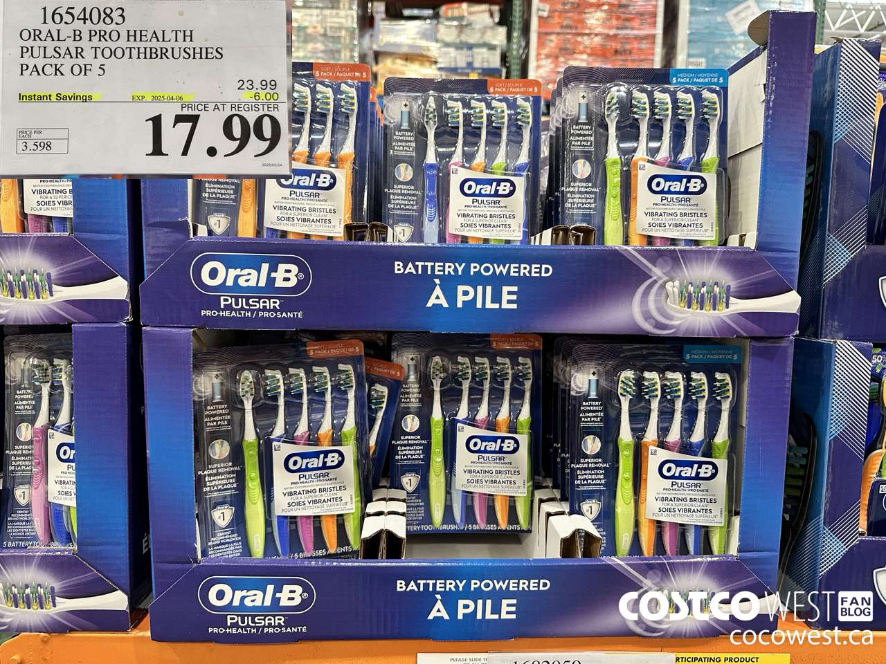 1654083 ORAL-B PRO HEALTH TOOTHBRUSHES PACK OF 5 ($6.00 INSTANT SAVINGS EXPIRES ON 2025-04-06) $17.99