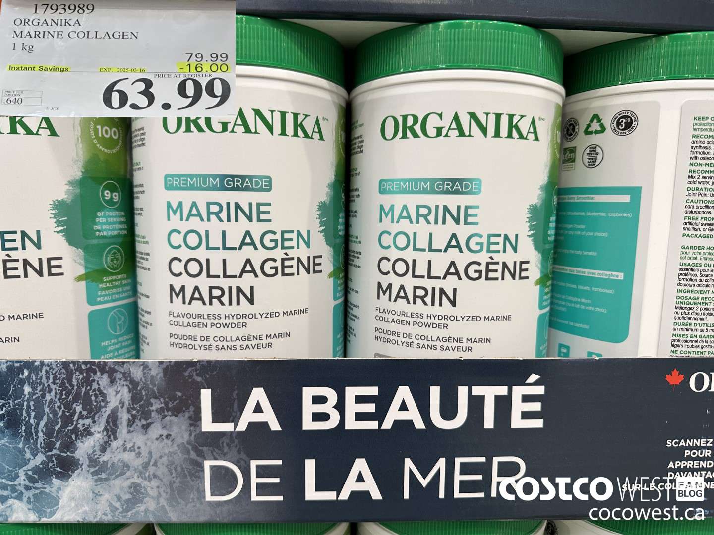 1793989 ORGANIKA MARINE COLLAGEN 1 KG ($16.00 INSTANT SAVINGS EXPIRES ON 2025-03-16) $63.99