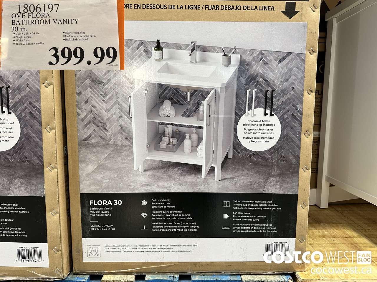 1806197 OVE FLORA BATHROOM VANITY 30 IN $399.99