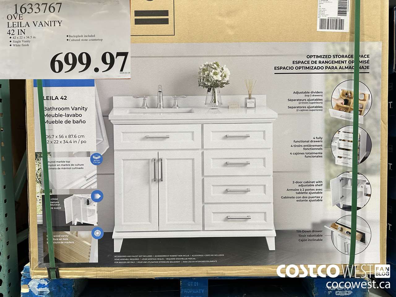 1633767 OVE LEILA VANITY 42 IN $699.97