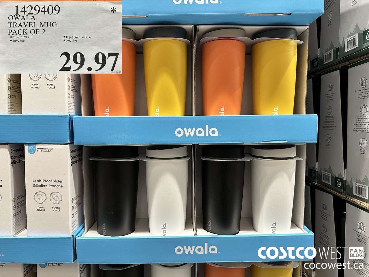 1429409 OWALA TRAVEL MUG PACK OF 2 $29.97