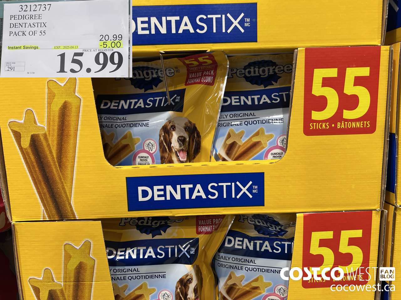 3212737 PEDIGREE DENTASTIX PACK OF 55 ($5.00 INSTANT SAVINGS EXPIRES ON 2025-04-13) $15.99