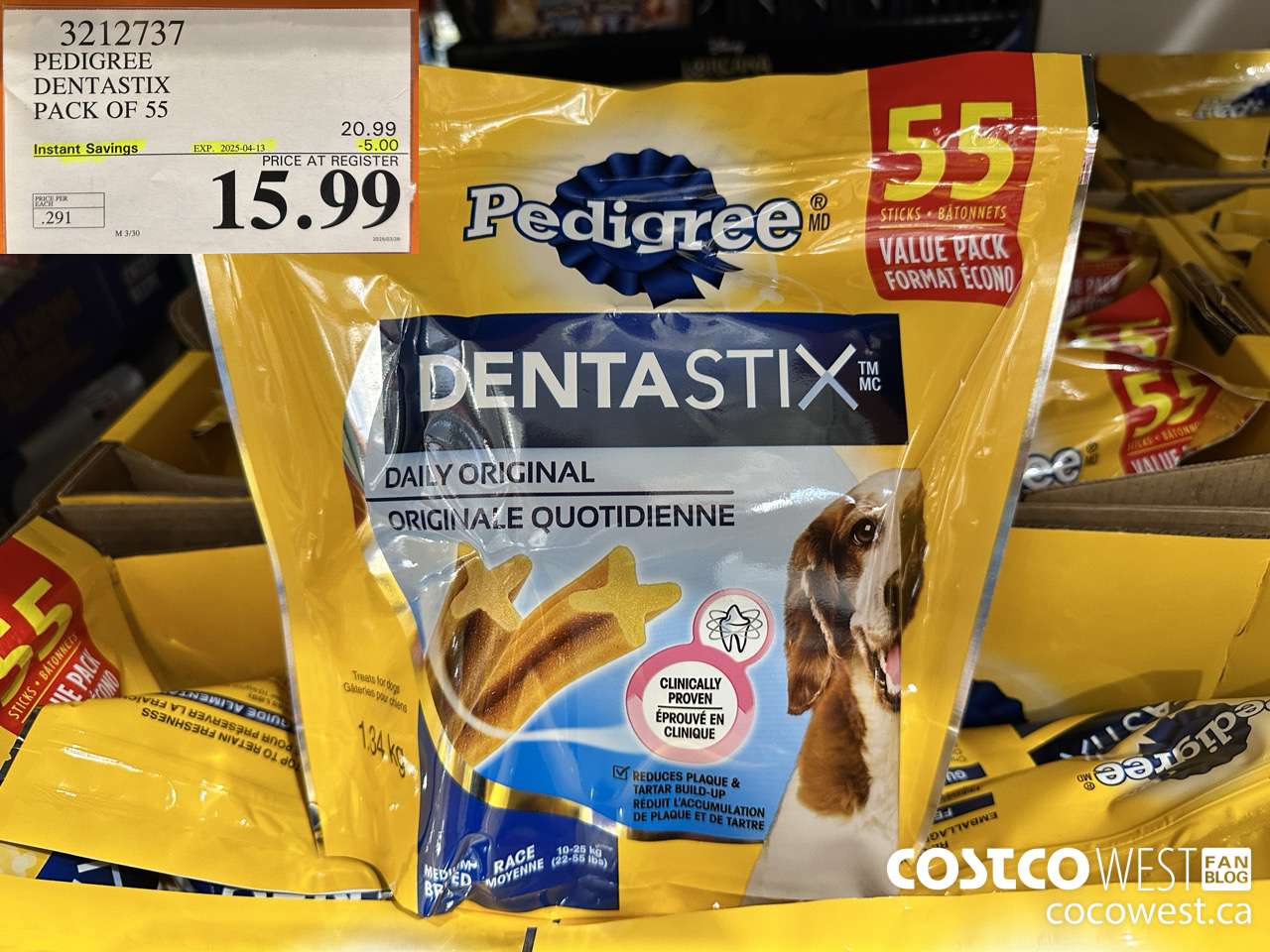 3212737 PEDIGREE DENTASTIX PACK OF 55 ($5.00 INSTANT SAVINGS EXPIRES ON 2025-04-13) $15.99