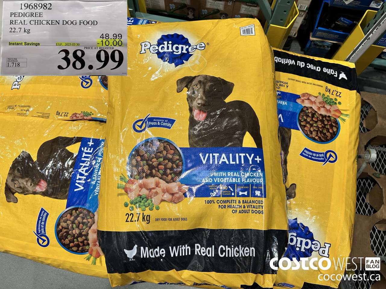 1968982 PEDIGREE REAL CHICKEN DOG FOOD 22.7 kg ($10.00 INSTANT SAVINGS EXPIRES ON 2025-03-30) $38.99