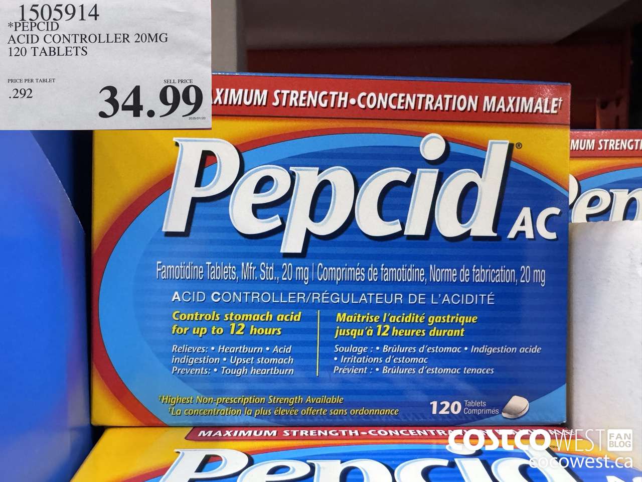 1505914 PEPCID ACID CONTROLLER 20MG 120 TABLETS $34.99
