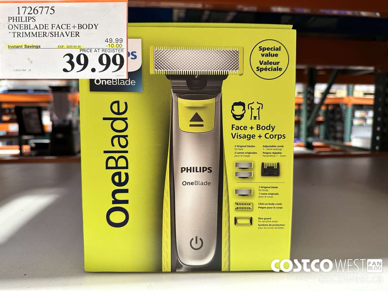 1726775 PHILIPS ONEBLADE FACE + BODY TRIMMER/SHAVER ($10.00 INSTANT SAVINGS EXPIRES ON 2025-03-30) $39.99