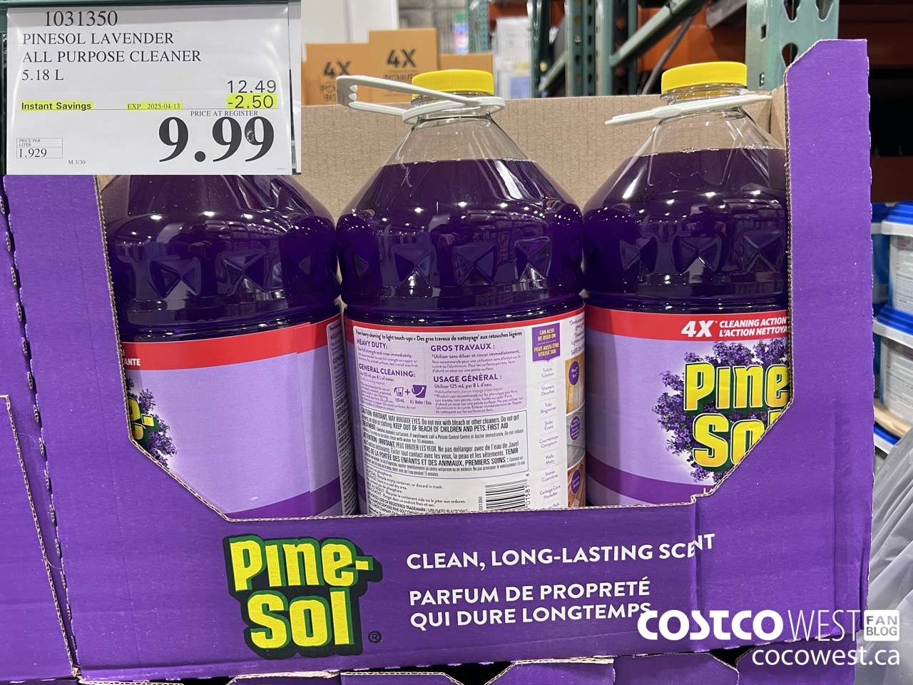 1031350 PINESOL LAVENDER ALL PURPOSE CLEANER 5.18 L ($2.50 INSTANT SAVINGS EXPIRES ON 2025-04-13) $9.99