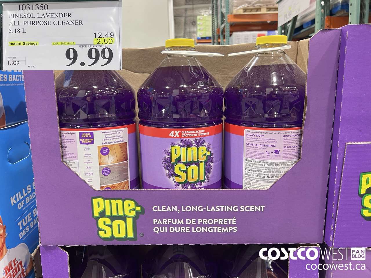 1031350 PINESOL LAVENDER ALL PURPOSE CLEANER 5.18 L ($2.50 INSTANT SAVINGS EXPIRES ON 2025-04-13) $9.99