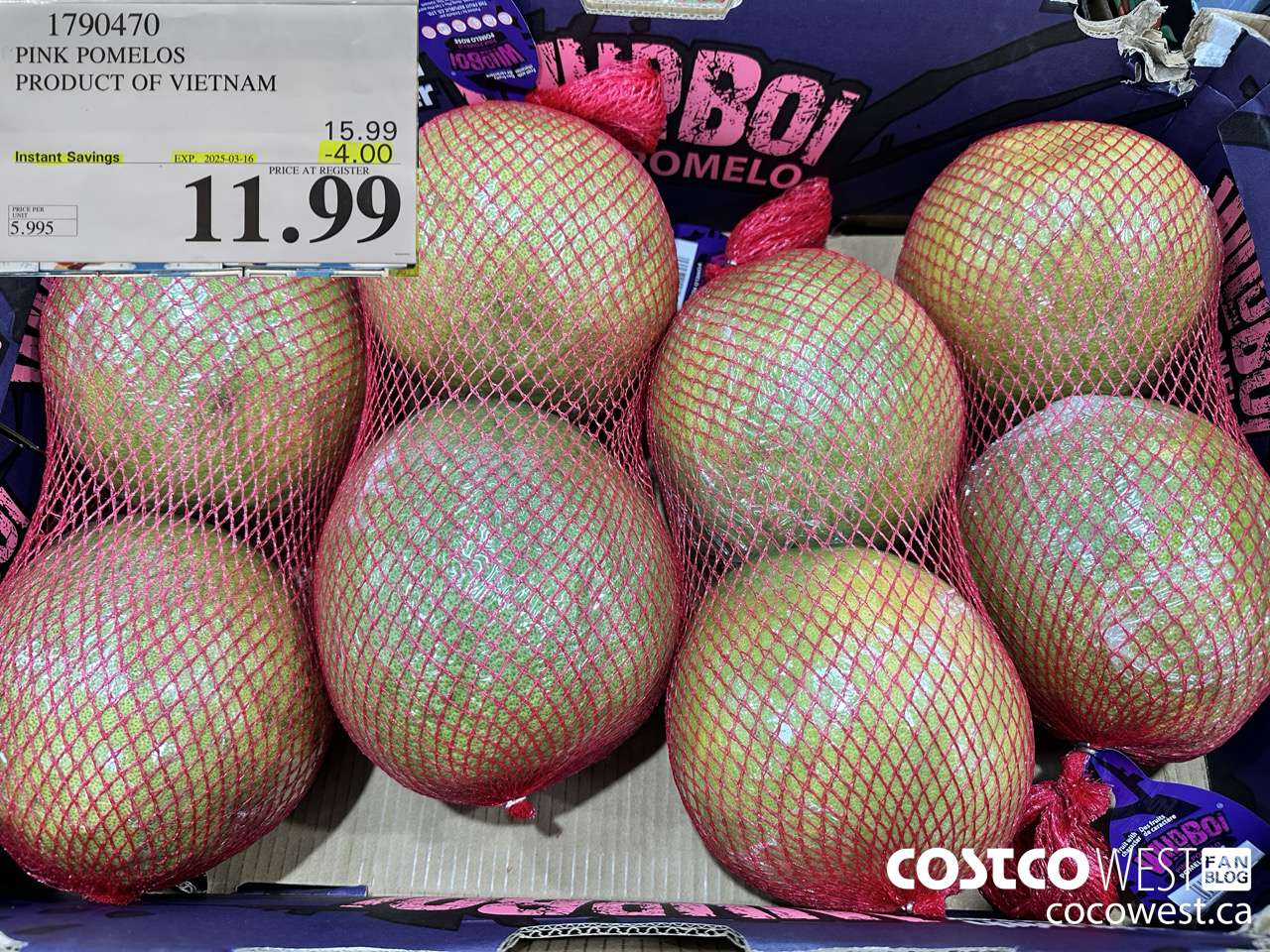 1790470 PINK PUMMELO PRODUCT OF VIETNAM ($4.00 INSTANT SAVINGS EXPIRES ON 2025-03-16) $11.99