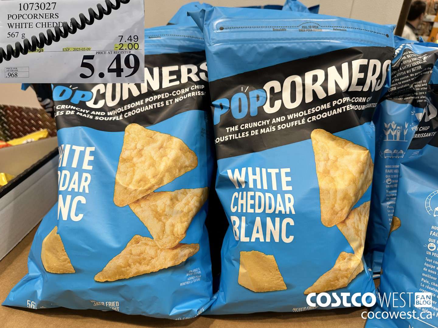 1073027 POPCORNERS WHITE CHEDDAR 567G ($2.00 INSTANT SAVINGS EXPIRES ON 2025-03-09) $5.49