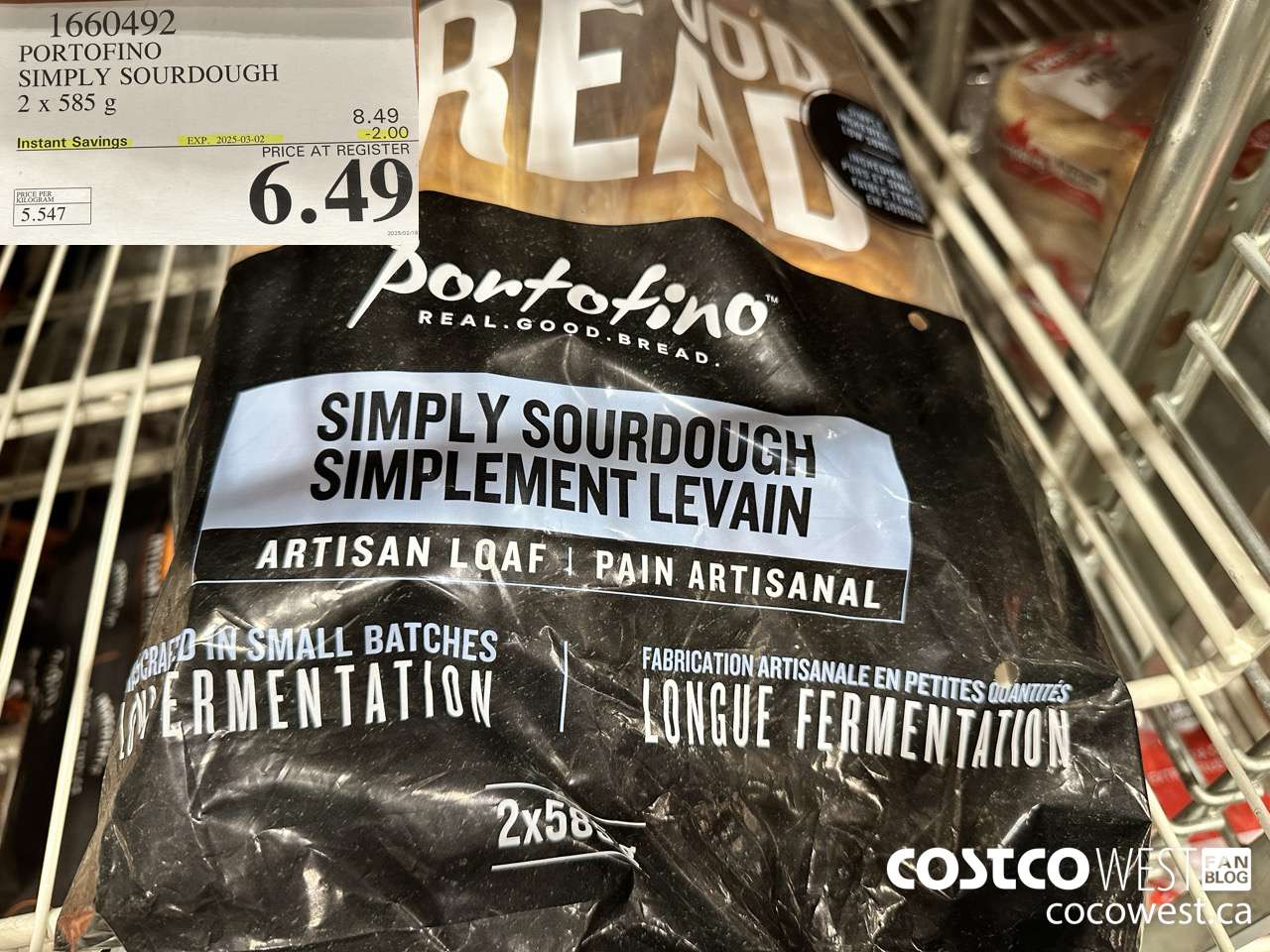 1660492 PORTOFINO SIMPLY SOURDOUGH 2 X 585 G ($2.00 INSTANT SAVINGS EXPIRES ON 2025-03-02) $6.49