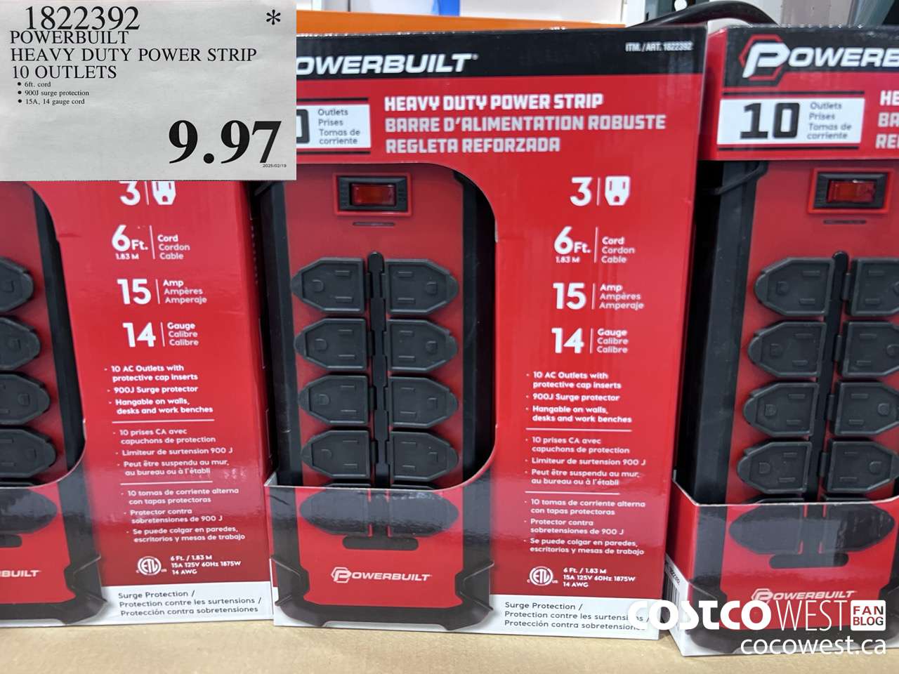 1822392 POWERBUILT HEAVY DUTY POWER STRIP 10 OUTLETS $9.97