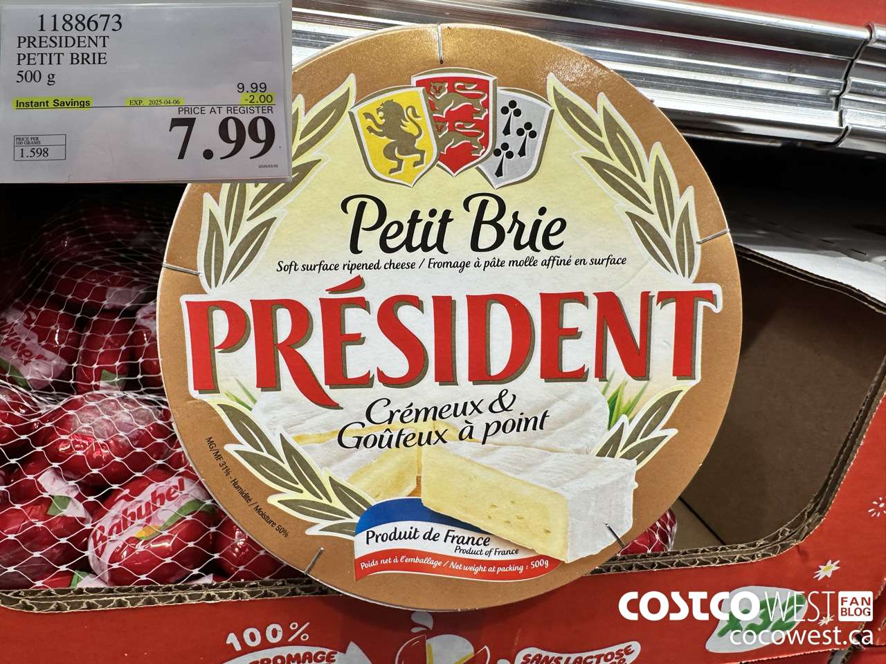 1188673 PRESIDENT PETIT BRIE 500 g ($2.00 INSTANT SAVINGS EXPIRES ON 2025-04-06) $7.99