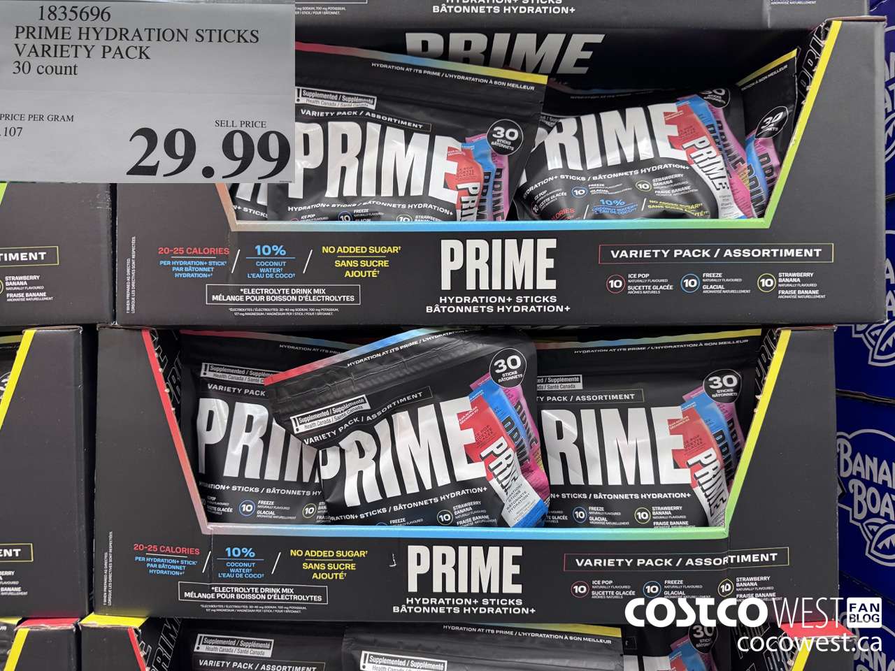 1835696 PRIME HYDRATION STICKS VARIETY PACK 30 COUNT $29.99