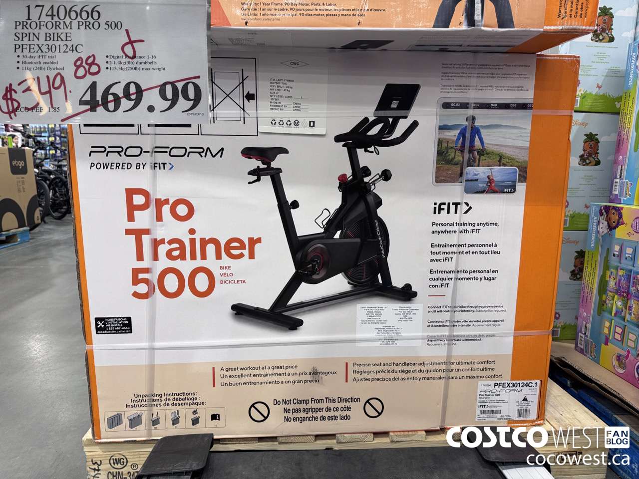 1740666 PROFORM PRO 500 SPIN BIKE PFEX30124C $349.88