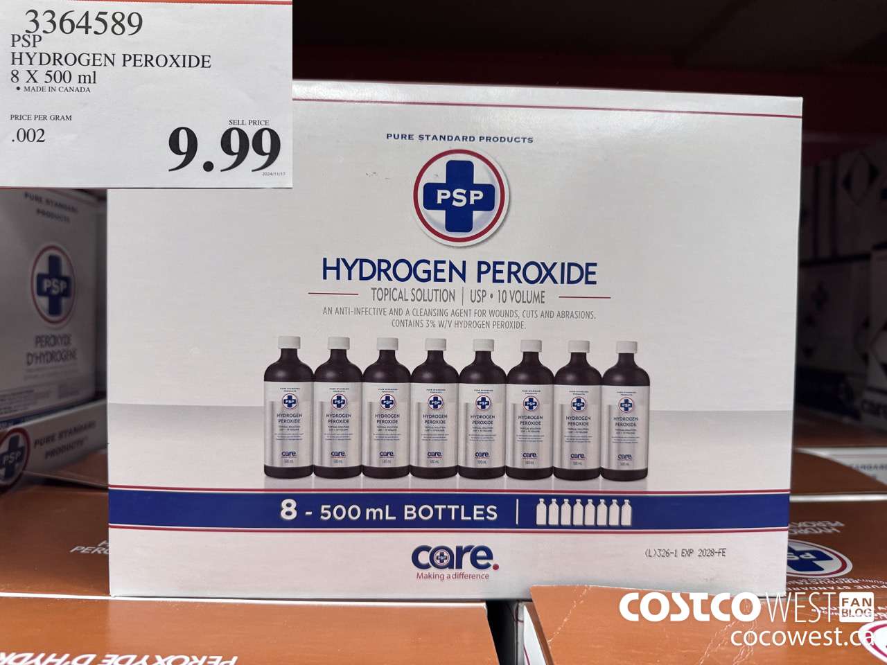 3364589 PSP HYDROGEN PEROXIDE 8 X 500 ML $9.99