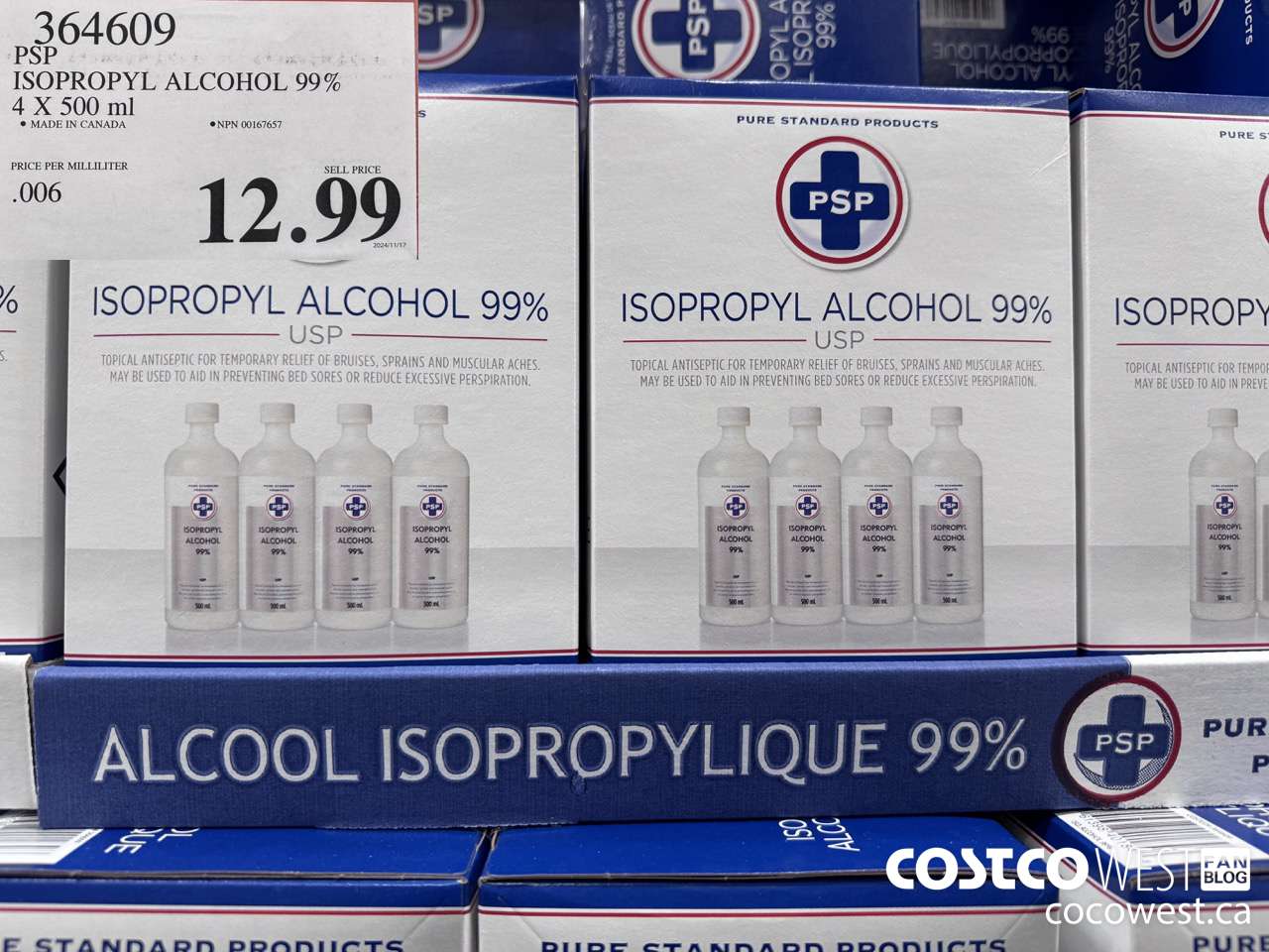 364609 PSP ISOPROPYL ALCOHOL 99% 4 X 500 ml $12.99