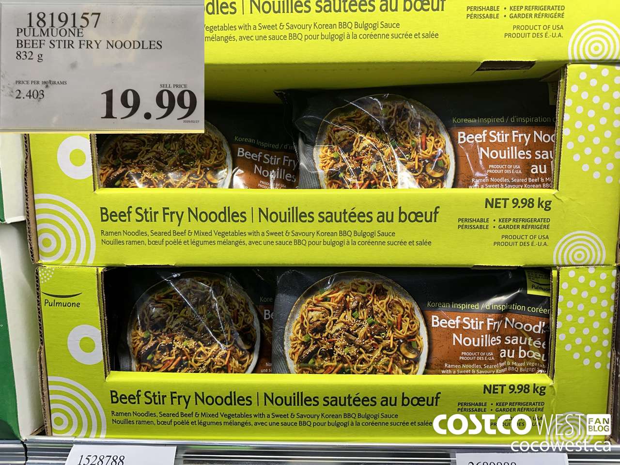 1819157 PULMUONE BEEF STIR FRY NOODLES 832G $19.99