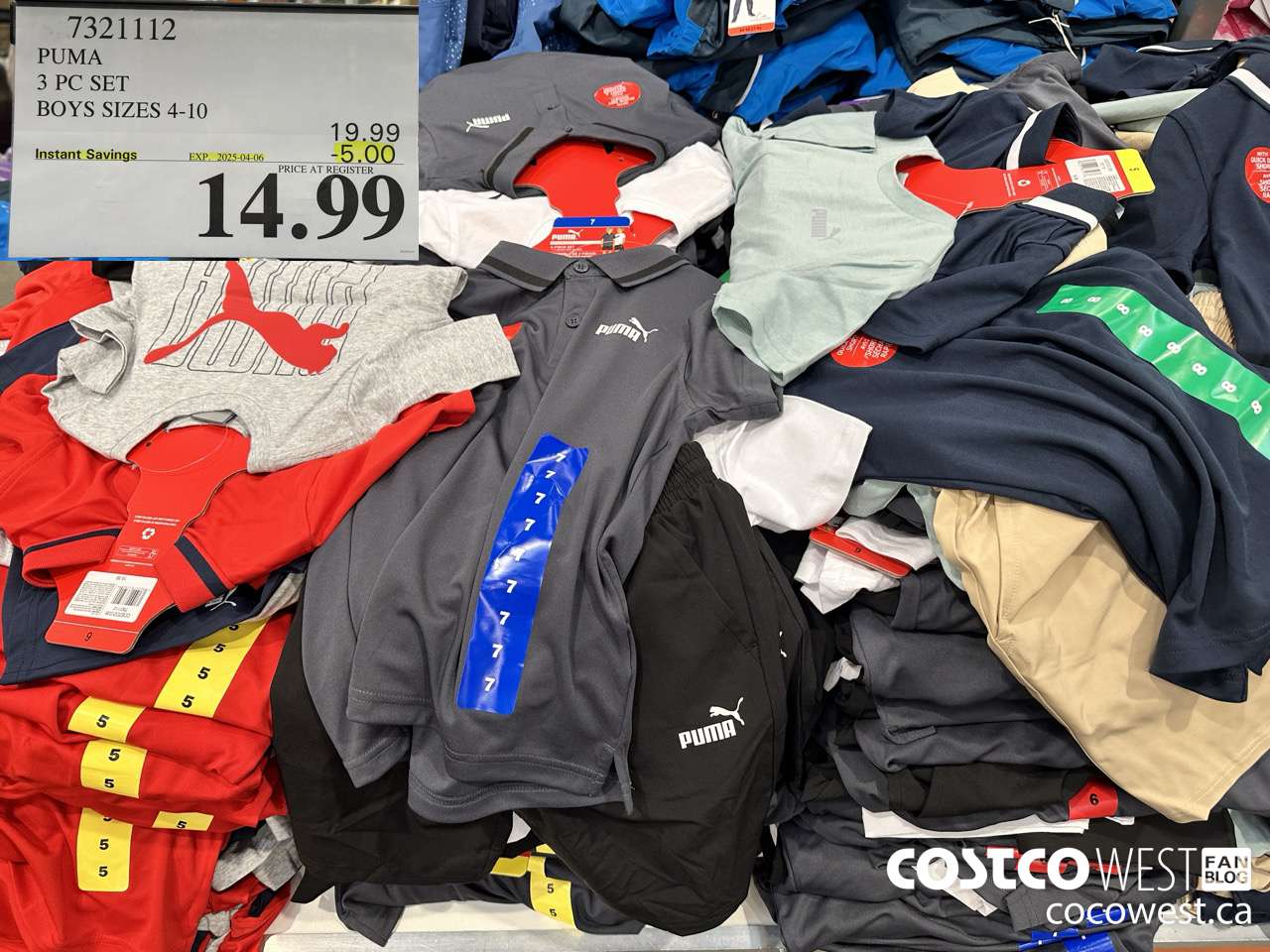 7321112 PUMA 3 PC SET BOYS SIZES 4-10 ($5.00 INSTANT SAVINGS EXPIRES ON 2025-04-06) $14.99