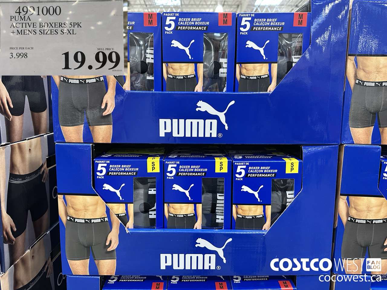 4991000 PUMA ACTIVE BOXERS 5PK MENS SIZES S-XL $19.99
