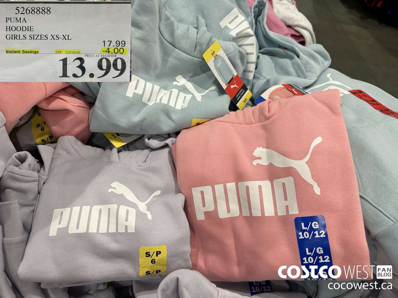 5268888 PUMA HOODIE GIRLS SIZES XS-XL ($4.00 INSTANT SAVINGS EXPIRES ON 2025-03-02) $13.99