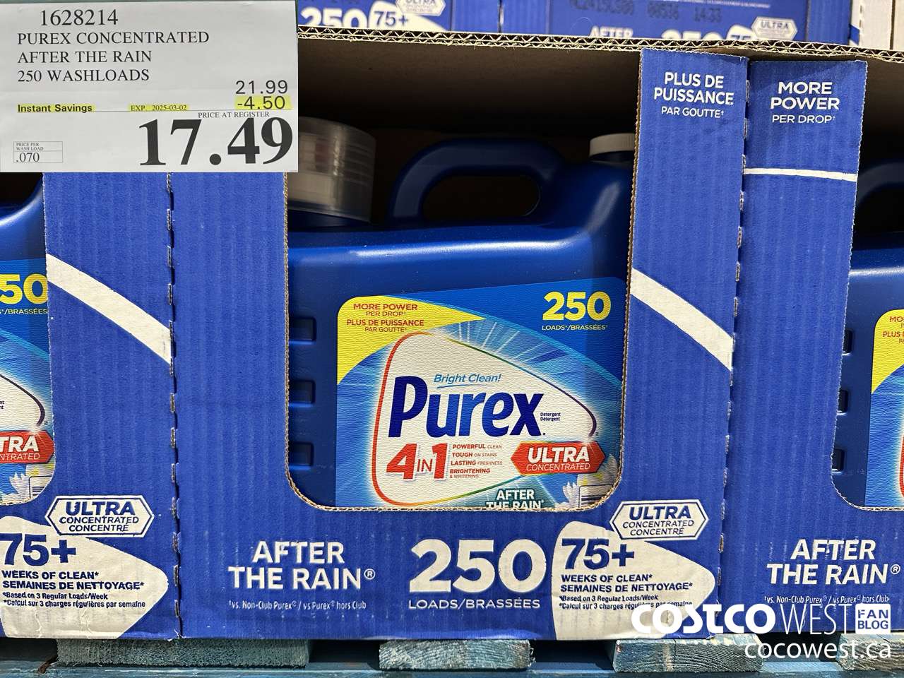 1628214 PUREX CONCENTRATED AFTER THE RAIN 250 WASHLOADS ($4.50 INSTANT SAVINGS EXPIRES ON 2025-03-02) $17.49