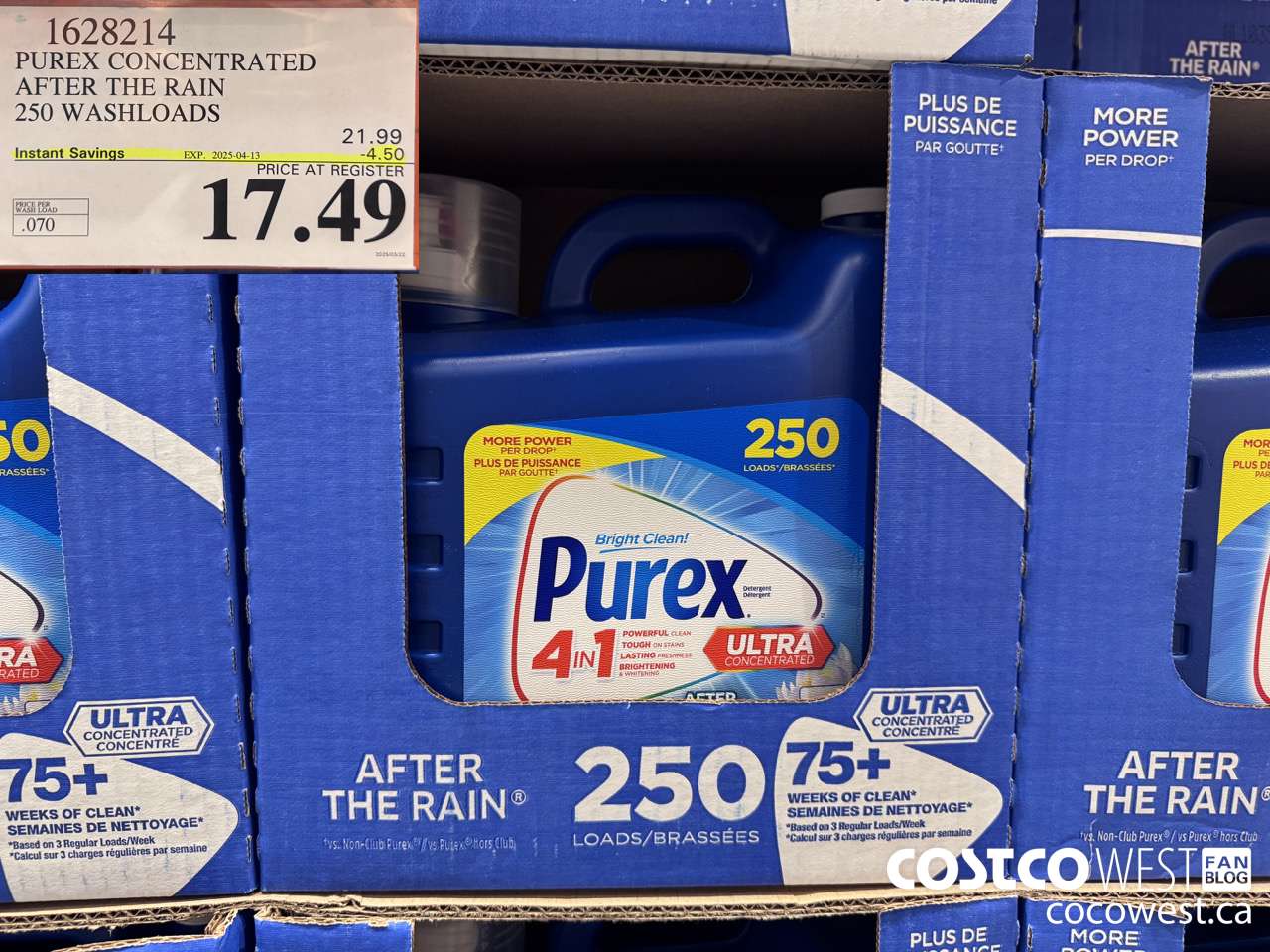 1628214 PUREX CONCENTRATED AFTER THE RAIN 250 WASHLOADS ($4.50 INSTANT SAVINGS EXPIRES ON 2025-04-13) $17.49