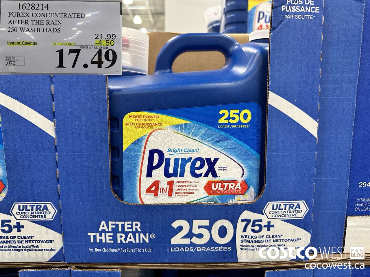 1628214 PUREX CONCENTRATED AFTER THE RAIN 250 WASHLOADS ($4.50 INSTANT SAVINGS EXPIRES ON 2025-04-13) $17.49