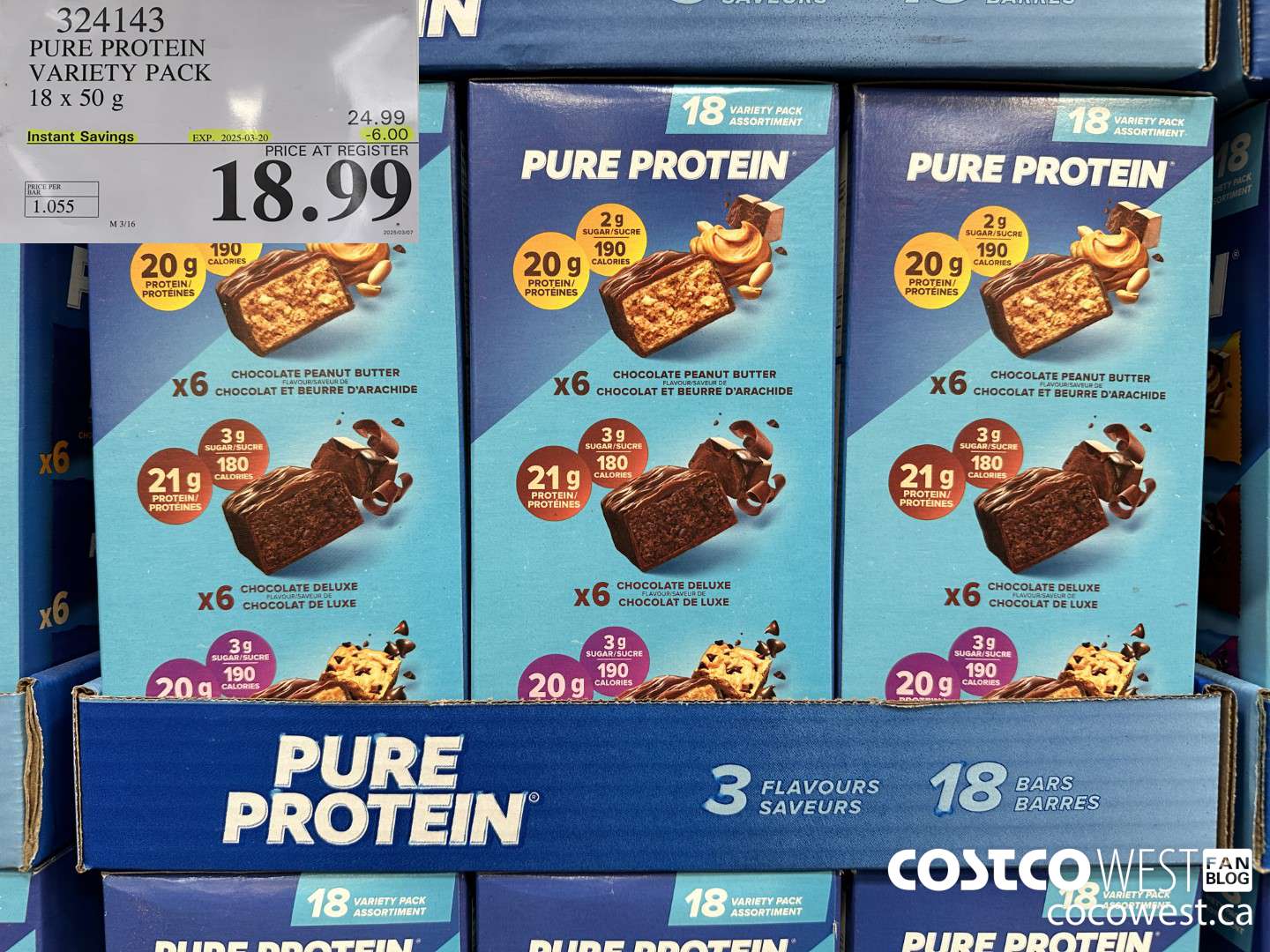 324143 PURE PROTEIN VARIETY PACK 18 X 50G ($6.00 INSTANT SAVINGS EXPIRES ON 2025-03-20) $18.99