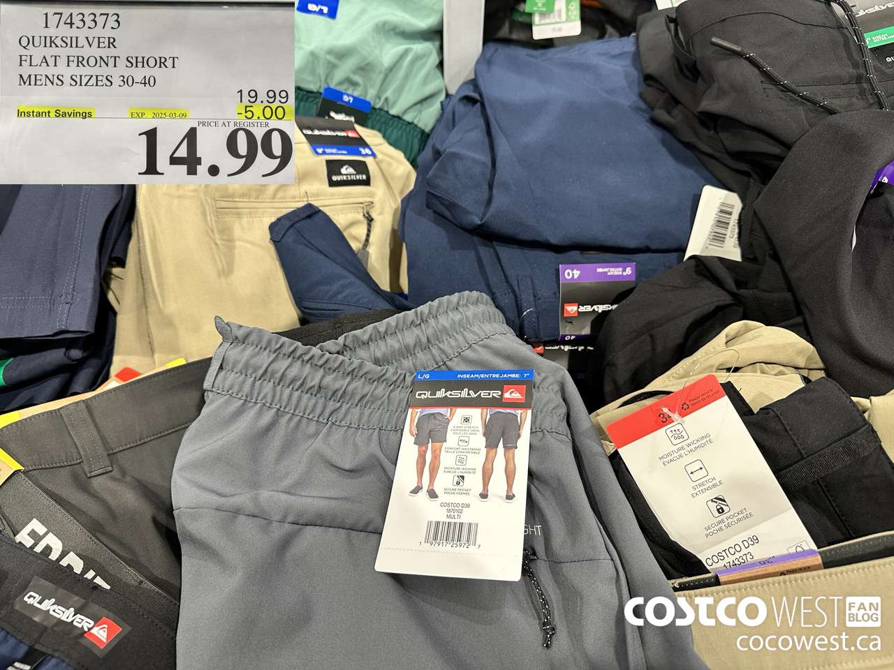 1743373 QUIKSILVER FLAT FRONT SHORT MENS SIZES 30-40 ($5.00 INSTANT SAVINGS EXPIRES ON 2025-03-09) $14.99