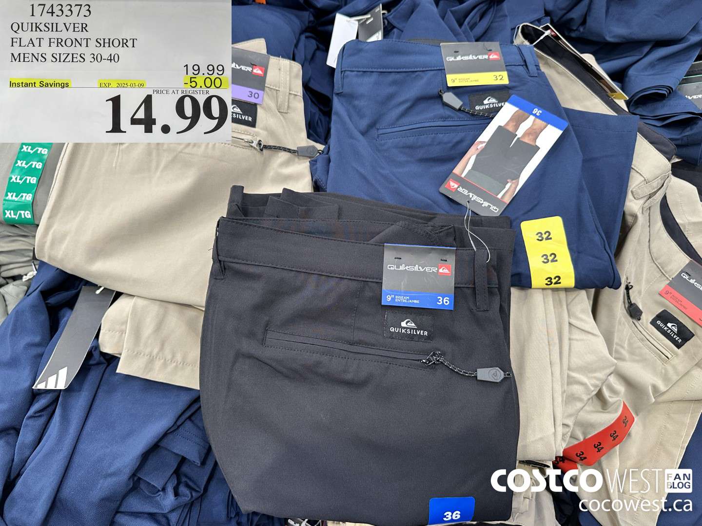 1743373 QUIKSILVER FLAT FRONT SHORT MENS SIZES 30-40 ($5.00 INSTANT SAVINGS EXPIRES ON 2025-03-09) $14.99